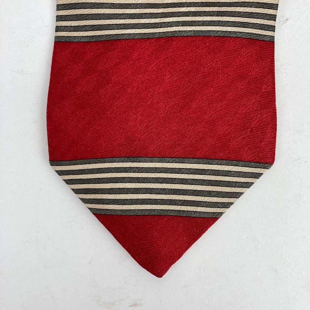 Efenzo Felini Red Striped All Silk Neck Tie